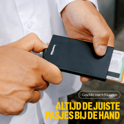zwarte pasjeshouder uitschuifbaar