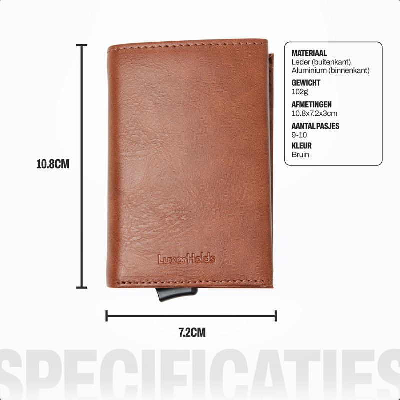 bruine pasjeshouder met afmetingen