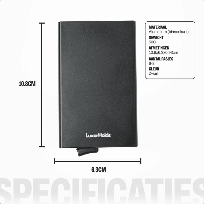 zwarte pasjeshouder afmetingen